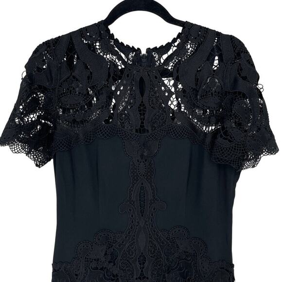 Jonathan Simkhai Black Paislee Lace Layered Handkerchief Hem Mini Dress size 12 - Picture 4 of 9